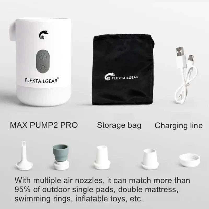 Mandotos compact electric air inflator with digital display and portable design for quick tire and inflatables inflation.