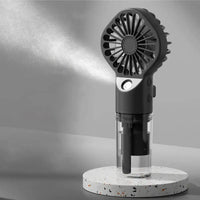 Mandotos Compact Hydrating Mist Fan showing a portable fan with misting feature and ergonomic handle, ideal for cooling and hydration.