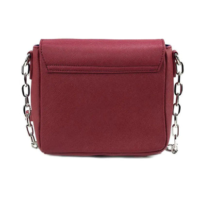 Compact Leather Crossbody Handbag - Cabernet - MANDOTOS