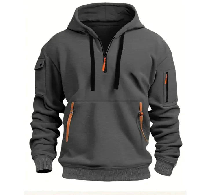 Mandotos cotton dropped shoulder hooded sweatshirt featuring a relaxed fit, soft fabric, and casual style.