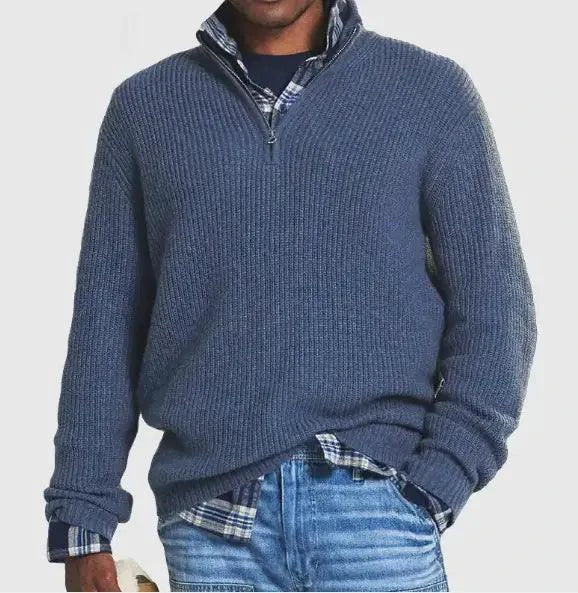 Cozy Zip-Up Knit Sweater - MANDOTOS