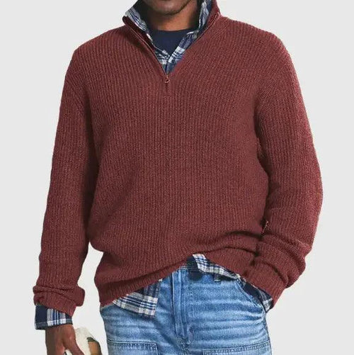 Cozy Zip-Up Knit Sweater - MANDOTOS