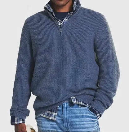 Cozy Zip-Up Knit Sweater - MANDOTOS