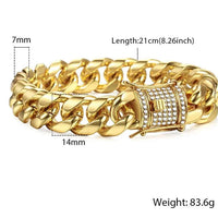 Gold Cuban curb bracelet by MANDOTOS featuring interlinked flat links and a polished finish.