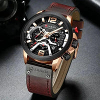 Mandotos Curren Chono 2022 Lux Watch with black dial, silver stainless steel band, and chronograph features.