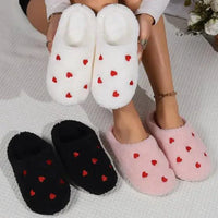 Mandotos Cushy Heart Top Fluffy Slippers featuring soft, plush material and cozy heart design for comfortable indoor wear.