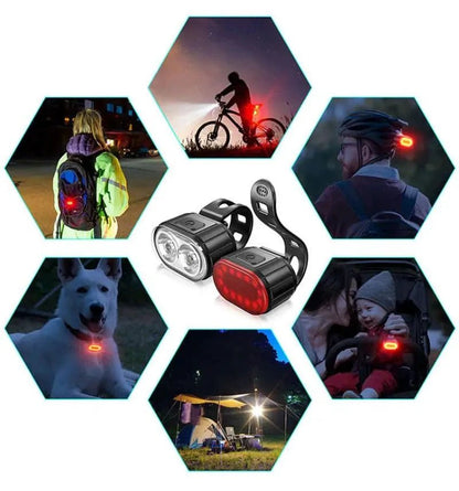 Cycling Bicycle Front Rear Light Set Bike USB Charge Headlight Light MTB Waterproof Taillight LED Lantern Bicycle Accessories MANDOTOS