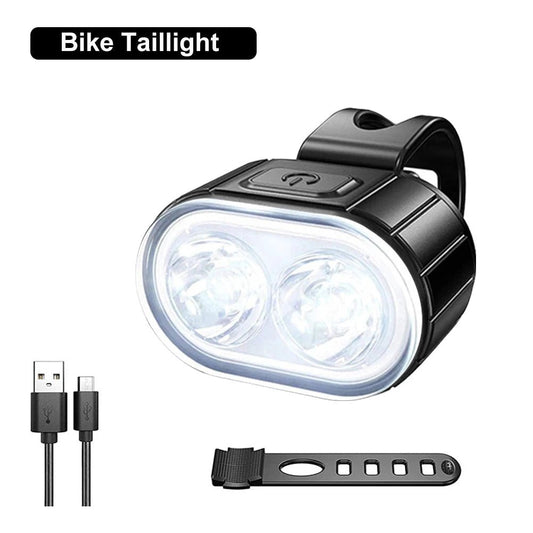 Mandotos cycling bike front and rear light set with USB charge, waterproof MTB LED headlights and taillights for safety and visibility.