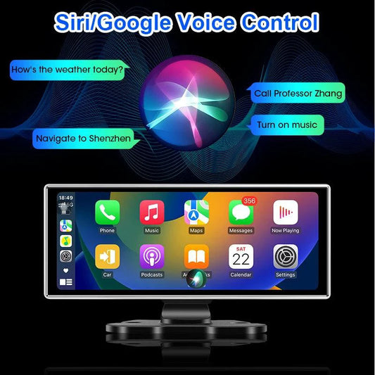 MANDOTOS dash cam 10.11.26-inch with 4K resolution and GPS, front view showing camera lens and screen display