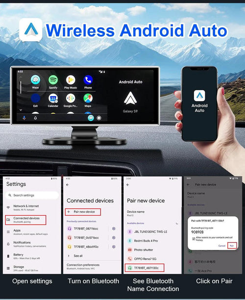 Mandotos 10.11.26-inch dash cam with 4K resolution and built-in GPS, showing the front camera view with sleek design.