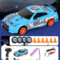 Mandotos 2.4G 4WD RC Drift Car toy with GTR and AE86 model, remote control, perfect for children and racing enthusiasts.