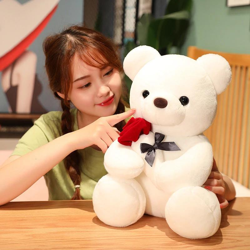 23-45cm New Lovely Hug Roses Teddy Bear Plush Pillow Stuffed Soft Animal Dolls Nice Birthday Gift Girlfriend Valentine's Day - MANDOTOS