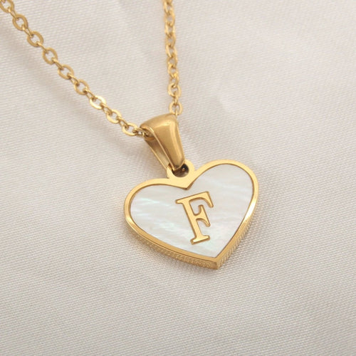 26 Letter Heart-shaped Necklace White Shell Love Clavicle Chain Fashion Personalized Necklace For Women Jewelry Valentine's Day - MANDOTOS