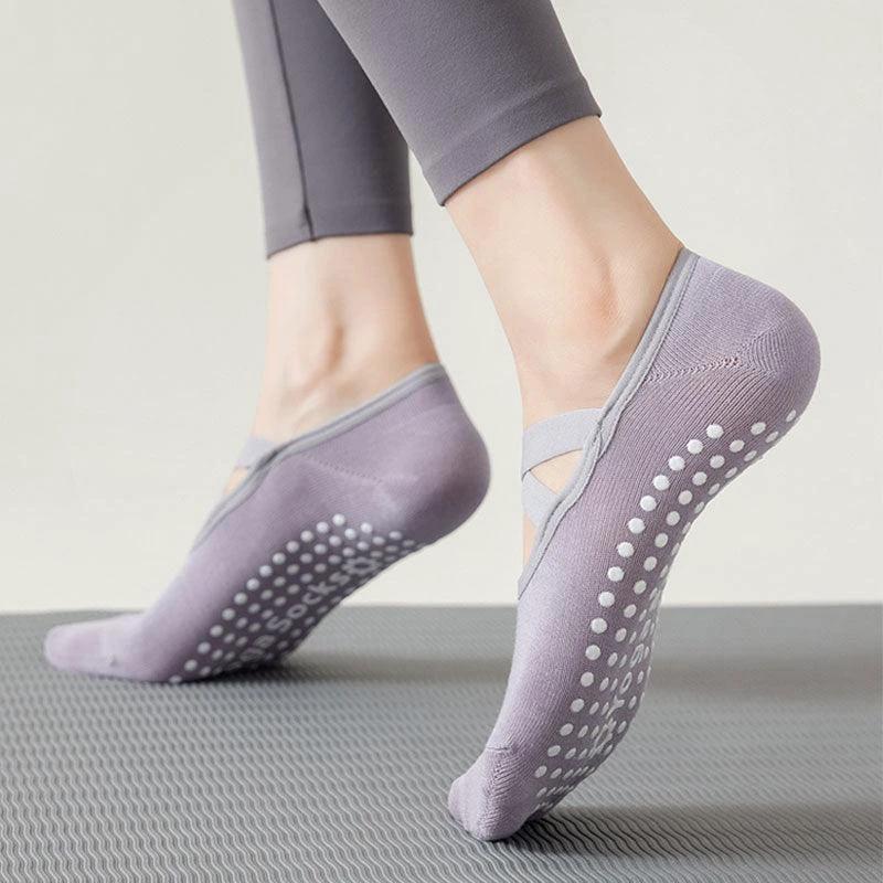 3 Pairs Yoga Socks For Women Non-Slip Grips Straps For Added Balance And Stability Ideal For Pilates Pure Barre Ballet Dance Barefoot Workout - MANDOTOS