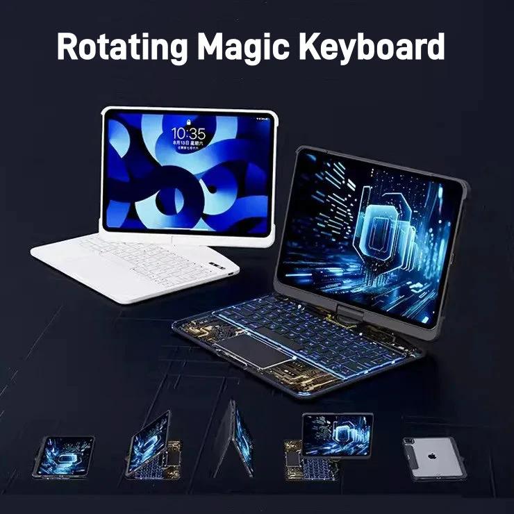 360 Swivel Keyboard Clear Case For IPad Smart Trackpad Bluetooth-compatible Keyboard Case Cover With Pen Slot - MANDOTOS