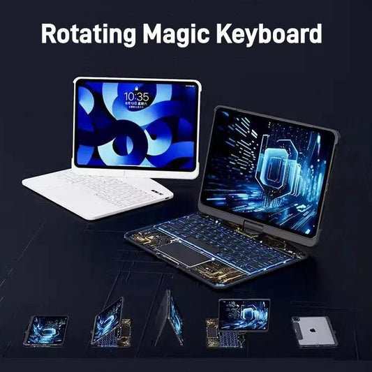 360 Swivel Keyboard Clear Case For IPad Smart Trackpad Bluetooth-compatible Keyboard Case Cover With Pen Slot - MANDOTOS