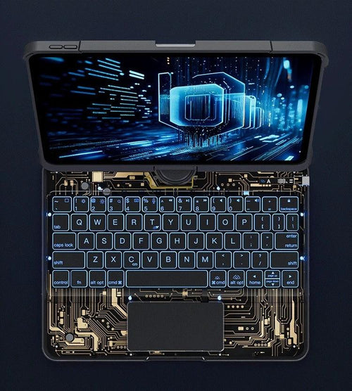 360 Swivel Keyboard Clear Case For IPad Smart Trackpad Bluetooth-compatible Keyboard Case Cover With Pen Slot - MANDOTOS