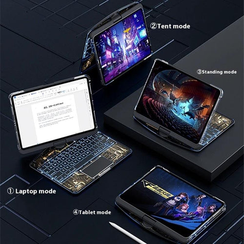360 Swivel Keyboard Clear Case For IPad Smart Trackpad Bluetooth-compatible Keyboard Case Cover With Pen Slot - MANDOTOS