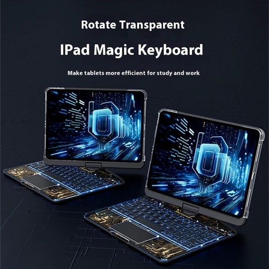360 Swivel Keyboard Clear Case For IPad Smart Trackpad Bluetooth-compatible Keyboard Case Cover With Pen Slot - MANDOTOS