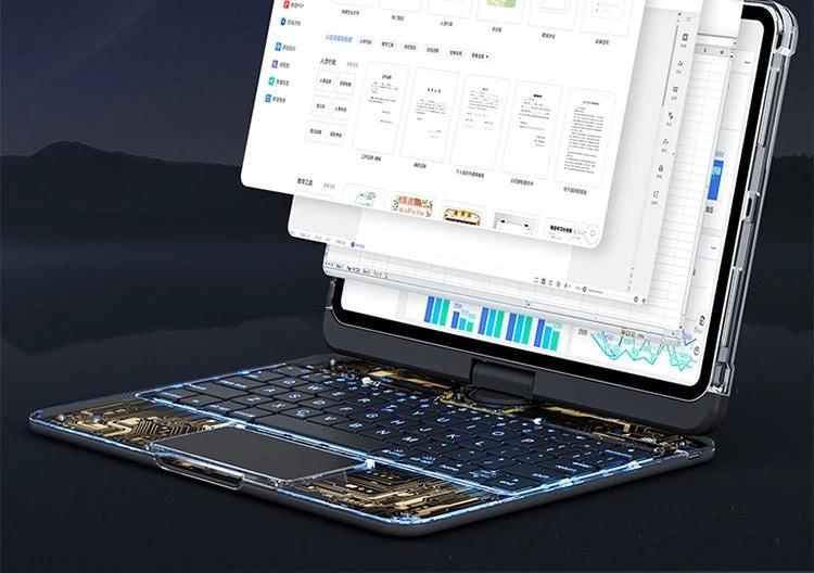 360 Swivel Keyboard Clear Case For IPad Smart Trackpad Bluetooth-compatible Keyboard Case Cover With Pen Slot - MANDOTOS