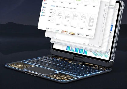 360 Swivel Keyboard Clear Case For IPad Smart Trackpad Bluetooth-compatible Keyboard Case Cover With Pen Slot - MANDOTOS
