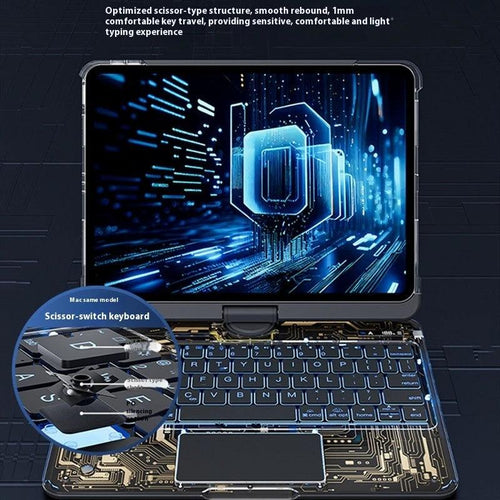 360 Swivel Keyboard Clear Case For IPad Smart Trackpad Bluetooth-compatible Keyboard Case Cover With Pen Slot - MANDOTOS