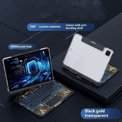 360 Swivel Keyboard Clear Case For IPad Smart Trackpad Bluetooth-compatible Keyboard Case Cover With Pen Slot - MANDOTOS