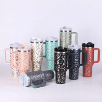40 Oz Tumbler With Handle Straw Insulated, Stainless Steel Spill Proof Vacuum Coffee Cup Tumbler With Lid Tapered Mug Gifts For Valentine Lover Suitable For Car Gym Office Travel - MANDOTOS