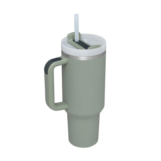 40 Oz Tumbler With Handle Straw Insulated, Stainless Steel Spill Proof Vacuum Coffee Cup Tumbler With Lid Tapered Mug Gifts For Valentine Lover Suitable For Car Gym Office Travel - MANDOTOS
