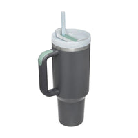 40 Oz Tumbler With Handle Straw Insulated, Stainless Steel Spill Proof Vacuum Coffee Cup Tumbler With Lid Tapered Mug Gifts For Valentine Lover Suitable For Car Gym Office Travel - MANDOTOS