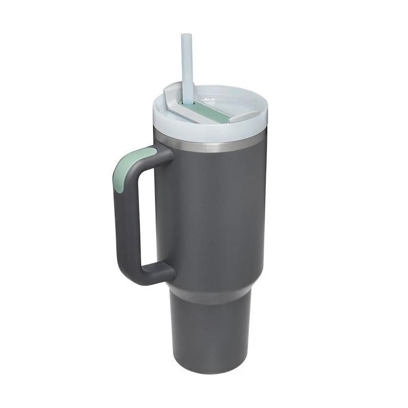 40 Oz Tumbler With Handle Straw Insulated, Stainless Steel Spill Proof Vacuum Coffee Cup Tumbler With Lid Tapered Mug Gifts For Valentine Lover Suitable For Car Gym Office Travel - MANDOTOS