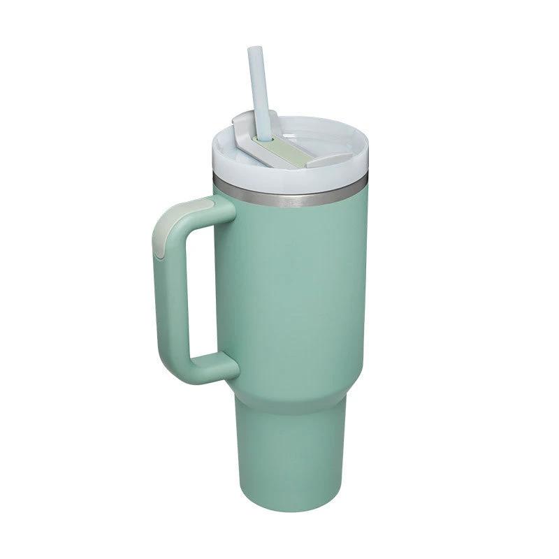 40 Oz Tumbler With Handle Straw Insulated, Stainless Steel Spill Proof Vacuum Coffee Cup Tumbler With Lid Tapered Mug Gifts For Valentine Lover Suitable For Car Gym Office Travel - MANDOTOS