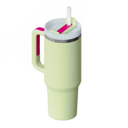 40 Oz Tumbler With Handle Straw Insulated, Stainless Steel Spill Proof Vacuum Coffee Cup Tumbler With Lid Tapered Mug Gifts For Valentine Lover Suitable For Car Gym Office Travel - MANDOTOS