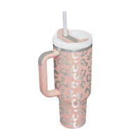40 Oz Tumbler With Handle Straw Insulated, Stainless Steel Spill Proof Vacuum Coffee Cup Tumbler With Lid Tapered Mug Gifts For Valentine Lover Suitable For Car Gym Office Travel - MANDOTOS