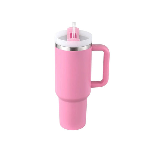 40 Oz Tumbler With Handle Straw Insulated, Stainless Steel Spill Proof Vacuum Coffee Cup Tumbler With Lid Tapered Mug Gifts For Valentine Lover Suitable For Car Gym Office Travel - MANDOTOS