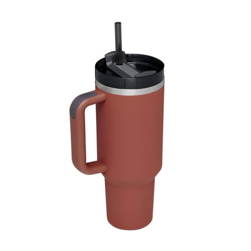 40 Oz Tumbler With Handle Straw Insulated, Stainless Steel Spill Proof Vacuum Coffee Cup Tumbler With Lid Tapered Mug Gifts For Valentine Lover Suitable For Car Gym Office Travel - MANDOTOS