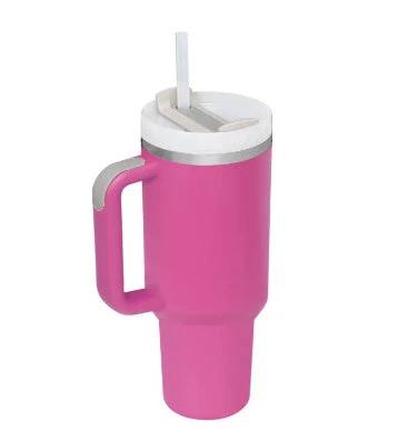 40 Oz Tumbler With Handle Straw Insulated, Stainless Steel Spill Proof Vacuum Coffee Cup Tumbler With Lid Tapered Mug Gifts For Valentine Lover Suitable For Car Gym Office Travel - MANDOTOS