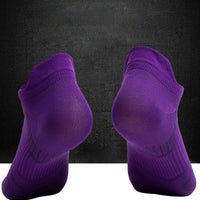 Eight pairs of Mandotos women's running socks with cushioning, breathable fabric, and anti-odor features for outdoor sports.