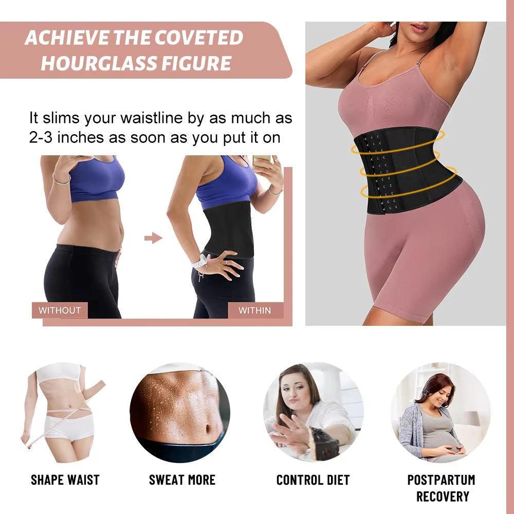 ATBUTY 9 Inches Short Torso Sport Girdle Underwear Women 9 Steel Bones Latex Waist Trainer Corset Private Label - MANDOTOS