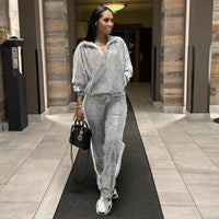Autumn And Winter New European And American Women's Casual Coat Trousers Suit - MANDOTOS