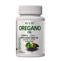 Mandotos black seed oil capsules in a bottle, showing the supplement's packaging and product label.