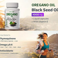 Mandotos black seed oil capsules in a bottle, showcasing the dietary supplement for health and wellness.