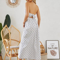 Mandotos bohemian halter maxi dress for women, sleeveless, flowy summer beach dress with a relaxed fit and vibrant boho style