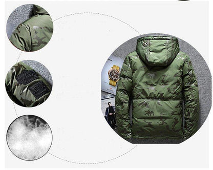 Camouflage Men's Hooded Winter Parka - Slim Fit, Windproof & Warm for Casual Adventures - MANDOTOS