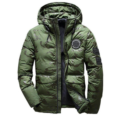 Camouflage Men's Hooded Winter Parka - Slim Fit, Windproof & Warm for Casual Adventures - MANDOTOS