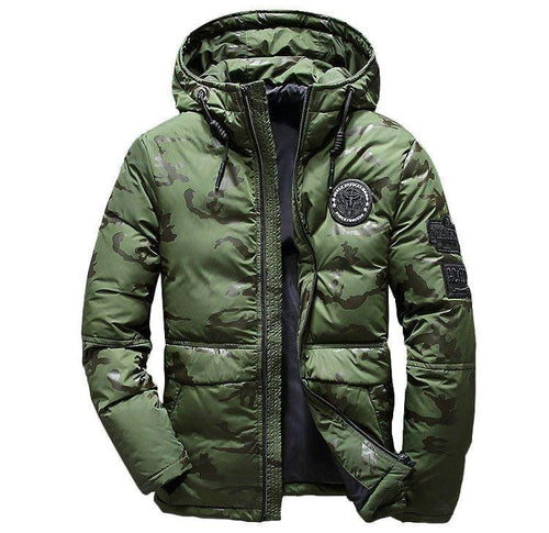 Camouflage Men's Hooded Winter Parka - Slim Fit, Windproof & Warm for Casual Adventures - MANDOTOS