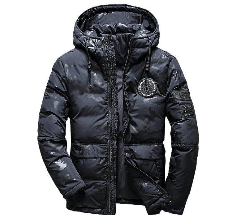 Camouflage Men's Hooded Winter Parka - Slim Fit, Windproof & Warm for Casual Adventures - MANDOTOS
