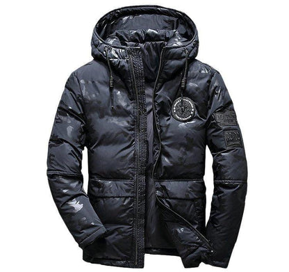 Camouflage Men's Hooded Winter Parka - Slim Fit, Windproof & Warm for Casual Adventures - MANDOTOS