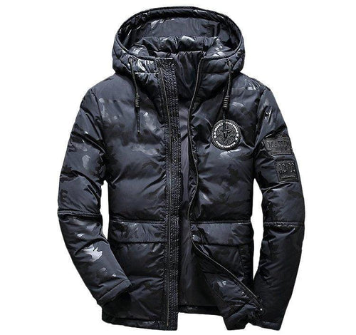 Camouflage Men's Hooded Winter Parka - Slim Fit, Windproof & Warm for Casual Adventures - MANDOTOS