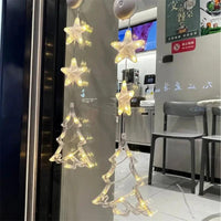 Mandotos Christmas 3-piece LED star hanging lights with suction cups, battery-powered home decor decoration.